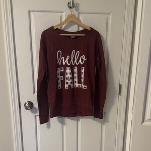 Women's Burgundy 'Hello Fall' Sweatshirt